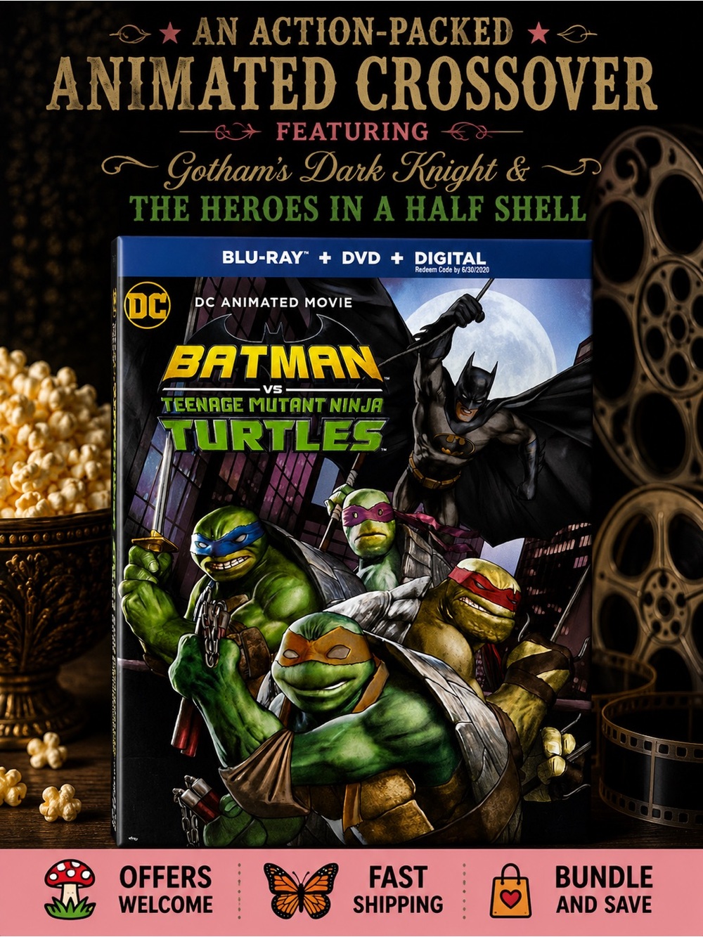Batman vs Teenage Mutant Ninja Turtles Blu-ray DVD Combo Slipcover